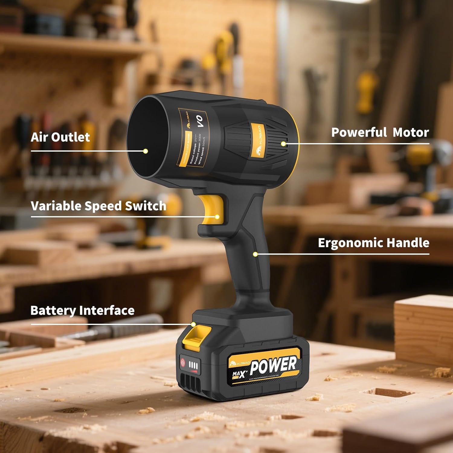 Cordless Electric Leaf Blower, 21V Handheld with 2 Batteries and Charger