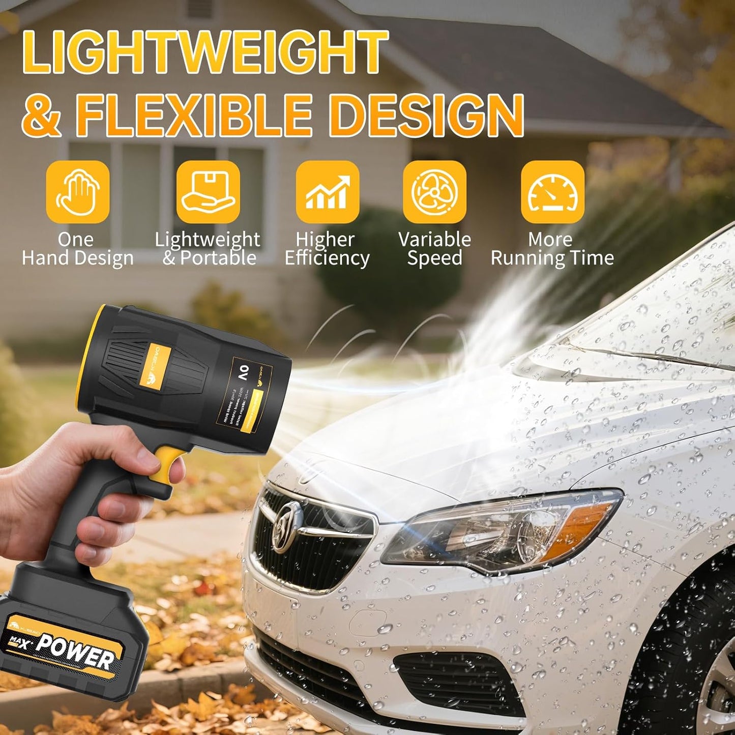 Cordless Electric Leaf Blower, 21V Handheld with 2 Batteries and Charger