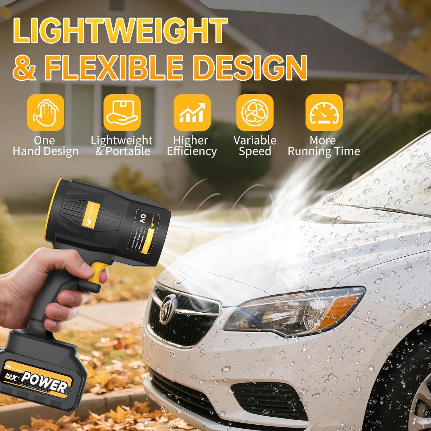 Cordless Electric Leaf Blower, 21V Handheld with 2 Batteries and Charger